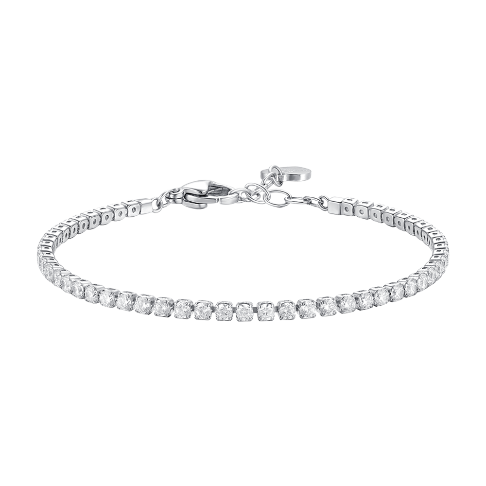 BRACCIALE TENNIS DONNA IN ACCIAIO CON ZIRCONI BIANCHI