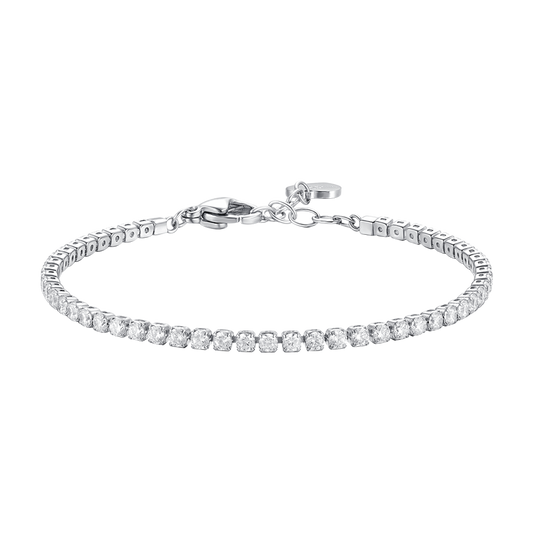 BRACCIALE TENNIS DONNA IN ACCIAIO CON ZIRCONI BIANCHI
