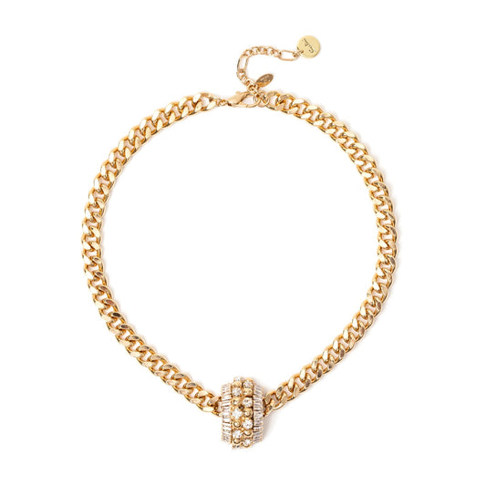 Girocollo con charm ad anello Babilonia - Oro e bianco