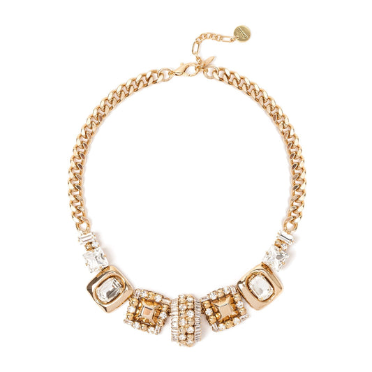 Girocollo grandi charm Babilonia - Oro e bianco
