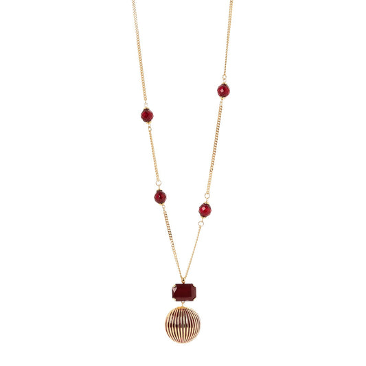 Collana lunga con sfere e pendente Malena - Rosso
