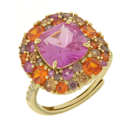 Anello in Argento 925 quadrato con zircone viola