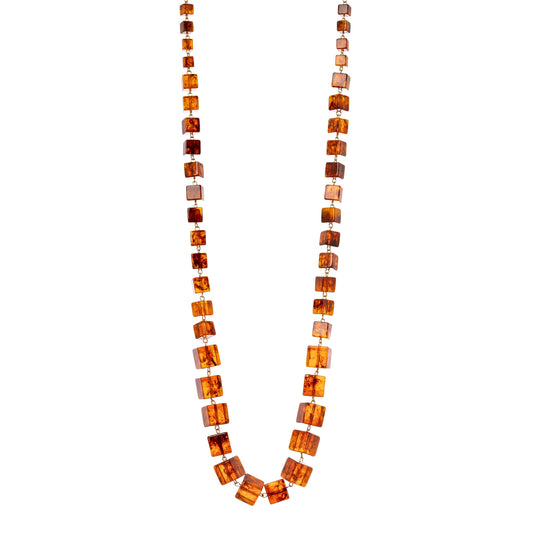 Collana lunga con elementi cubici Yaba - Marrone