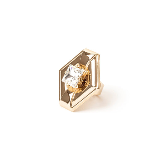 Anello esagonale Babilonia - Oro e bianco