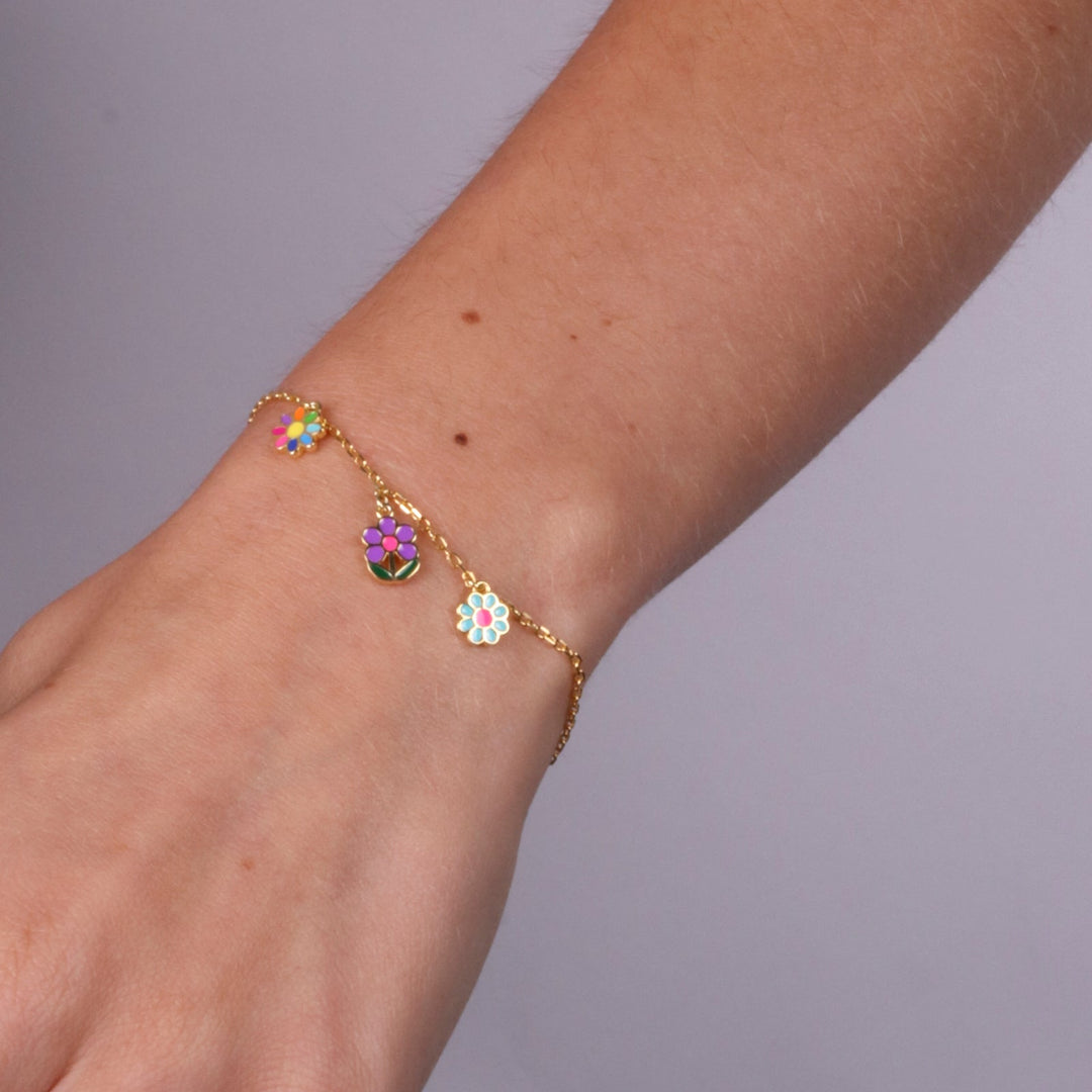 Bracciale in Argento 925 con fiori pendenti