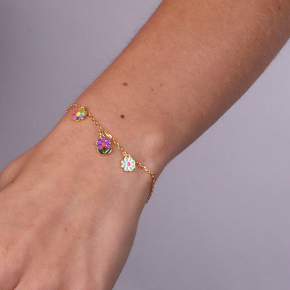 Bracciale in Argento 925 con fiori pendenti