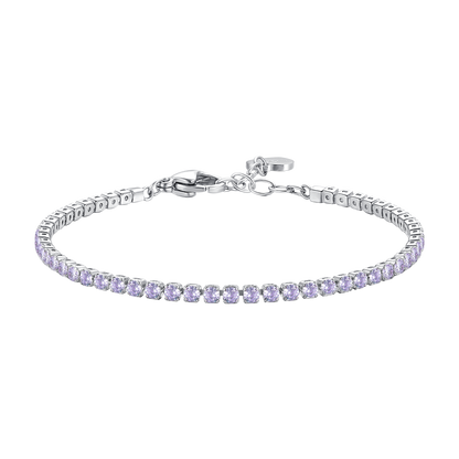 BRACCIALE TENNIS DONNA IN ACCIAIO CON ZIRCONI VIOLA