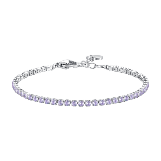 BRACCIALE TENNIS DONNA IN ACCIAIO CON ZIRCONI VIOLA