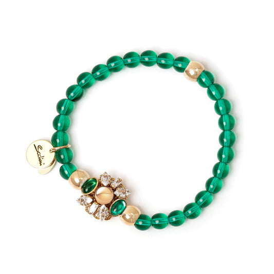 Bracciale elastico sfere e charm Mylitta - verde