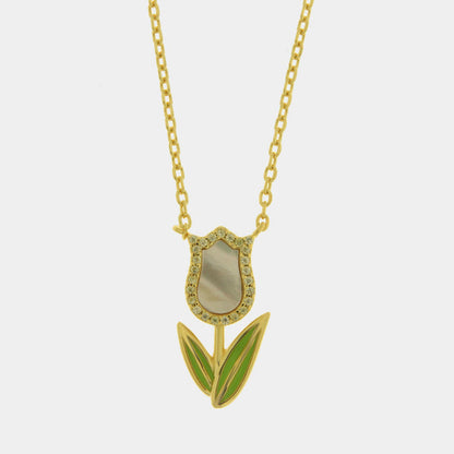Collana in Argento 925 tulipano in madreperla
