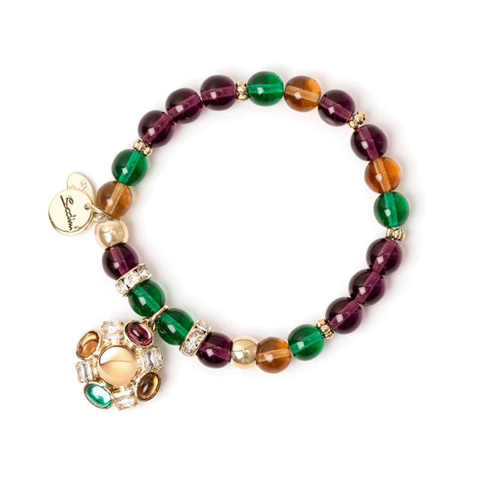 Bracciale elastico sfere e pendente circolare Mylitta - Bordeaux