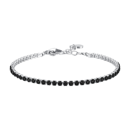 BRACCIALE TENNIS DONNA IN ACCIAIO CON ZIRCONI NERI