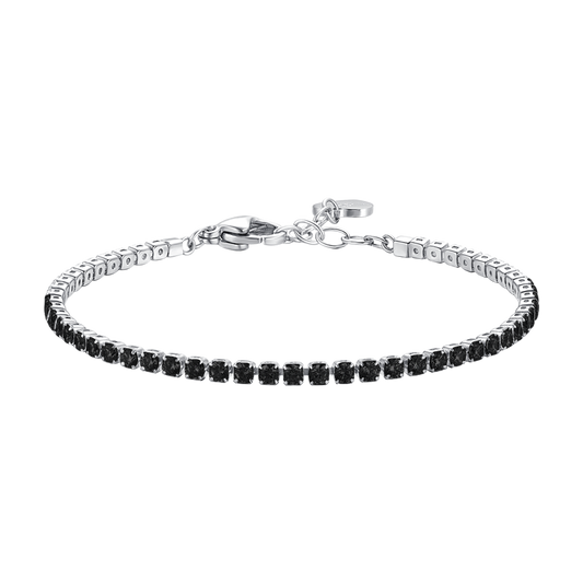 BRACCIALE TENNIS DONNA IN ACCIAIO CON ZIRCONI NERI