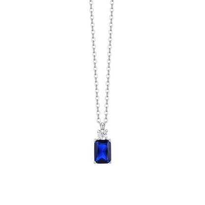COLLANA DONNA IN ACCIAIO CON ZIRCONI BLU E BIANCO