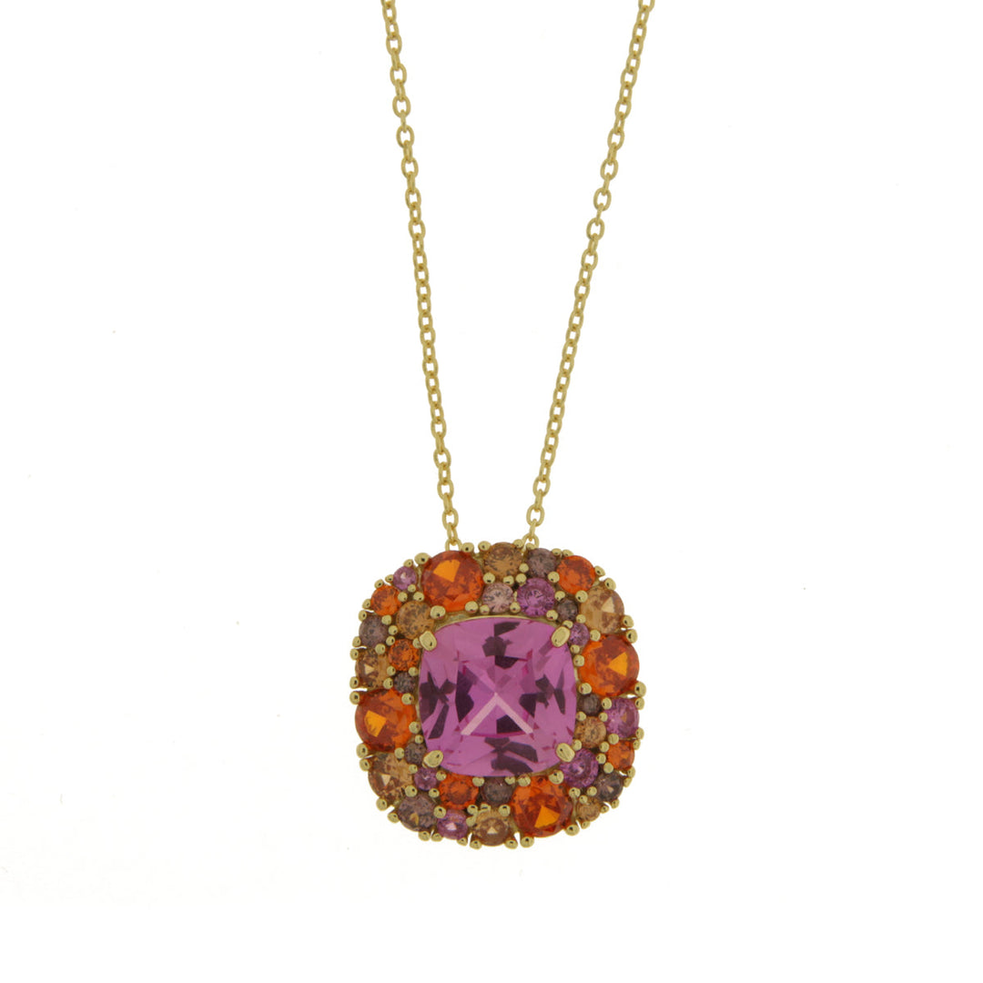 Collana in Argento 925 quadrato con zirconi colorati