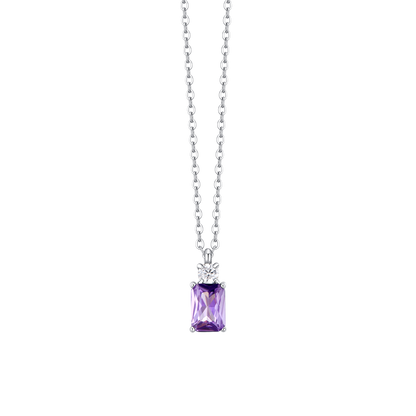 COLLANA DONNA IN ACCIAIO CON ZIRCONI VIOLA E BIANCO