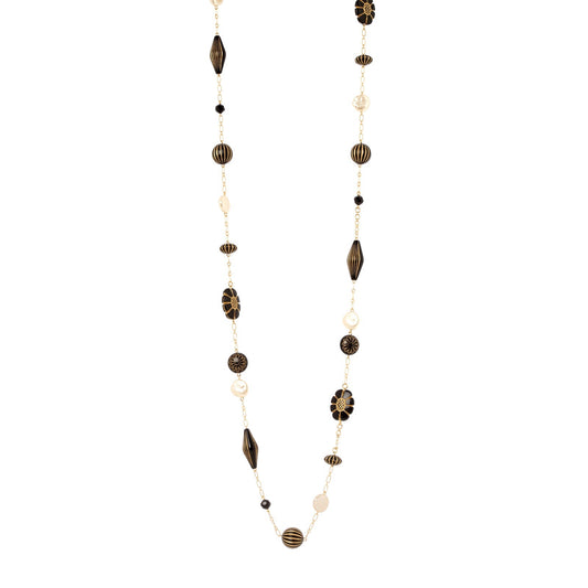 Collana extra lunga Amytis - Bianco e nero