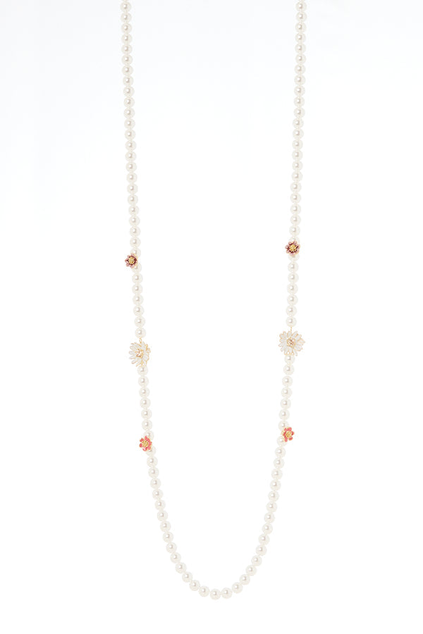 Collana con perle fiori Hanami