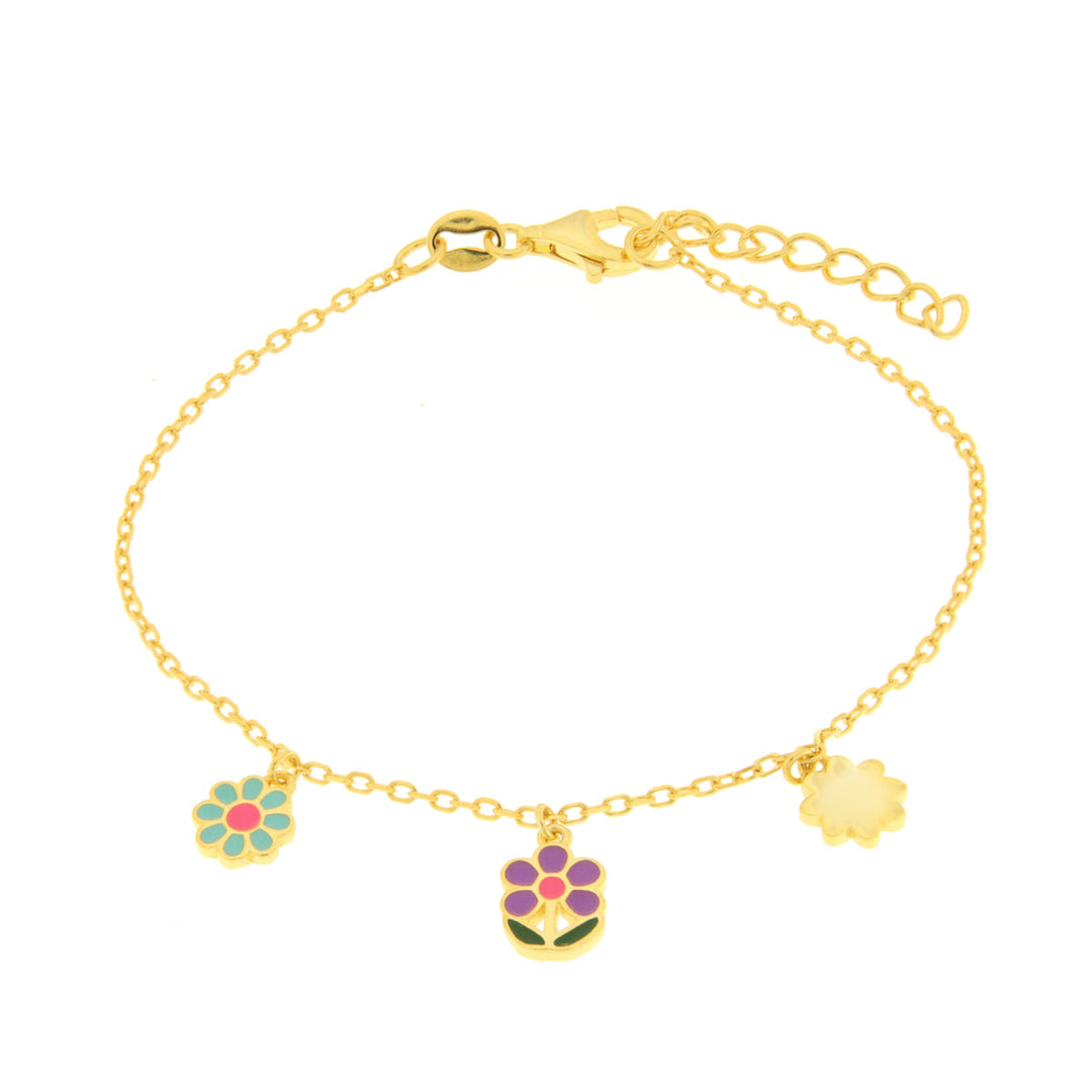 Bracciale in Argento 925 con fiori pendenti