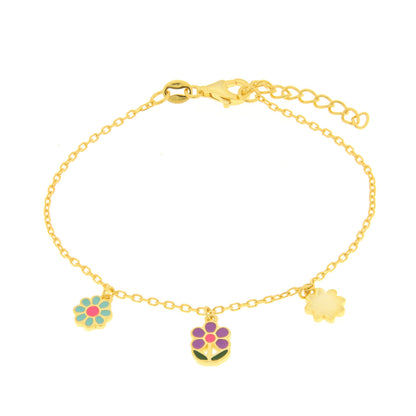 Bracciale in Argento 925 con fiori pendenti