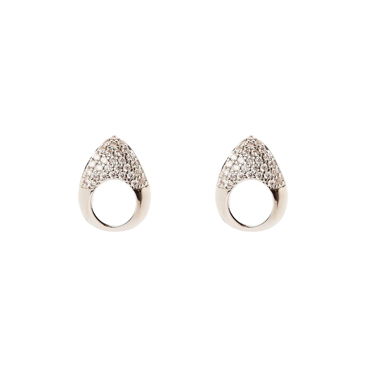 Piccoli orecchini goccia cava pavè Deva - Argento
