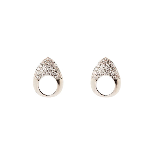 Piccoli orecchini goccia cava pavè Deva - Argento