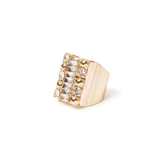 Anello con cristallo Babilonia - Oro e bianco