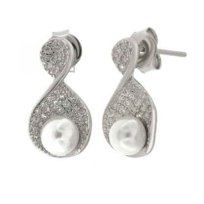 Orecchini in Argento 925 perla con zirconi