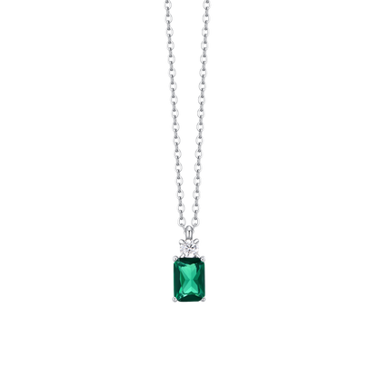 COLLANA DONNA IN ACCIAIO CON ZIRCONI VERDE E BIANCO
