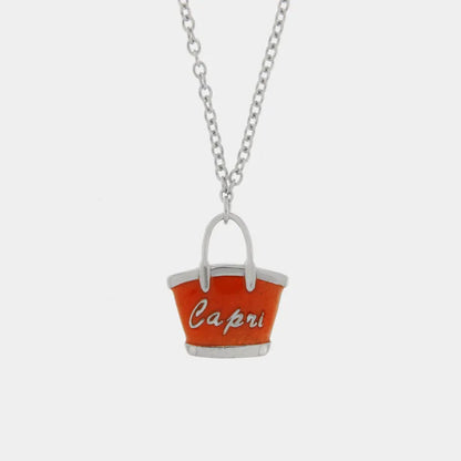 Collana in Argento 925 con borsetta rossa